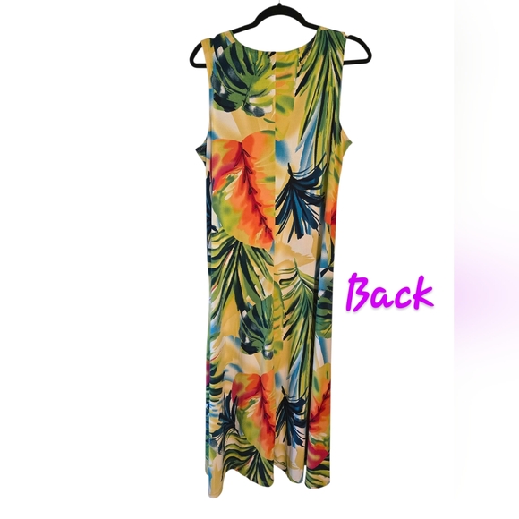 Attitudes By Renee Abstract Tropical Print Maxi Jersey Dress Size Lp - Picture 13 of 14